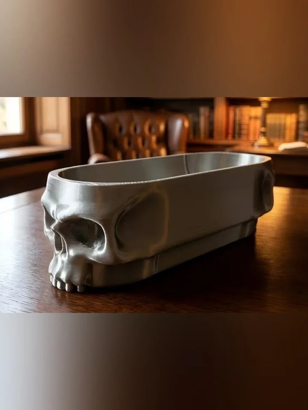 Decorative Skulls Catchall Trays - Copper and Silver- Set Of 2